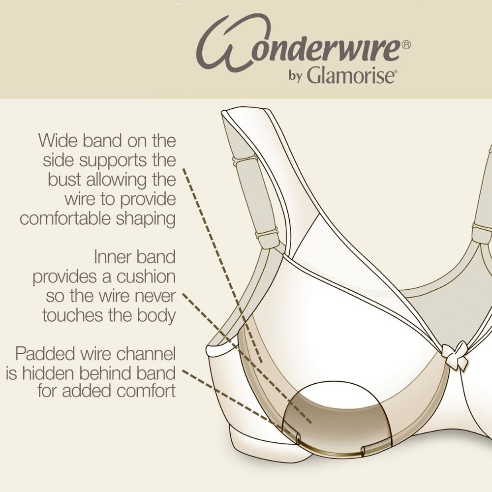 Glamorise Bra 32DD 48C 46C 44C 38C & MORE! Elegance Embroidery Underwire Purple - Picture 10 of 16